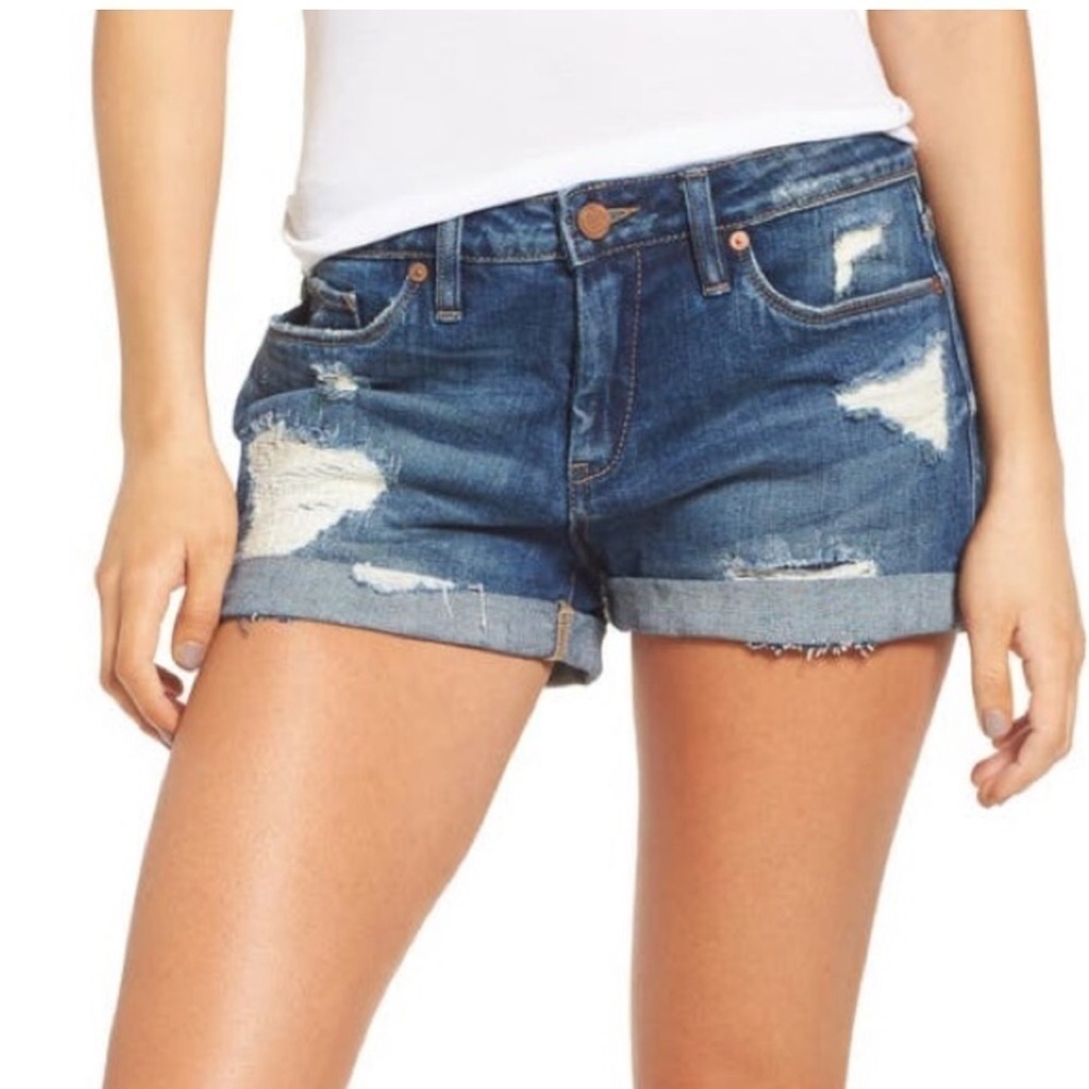 3/$15 Blank NYC the Fulton distressed blue denim jean shorts size 24